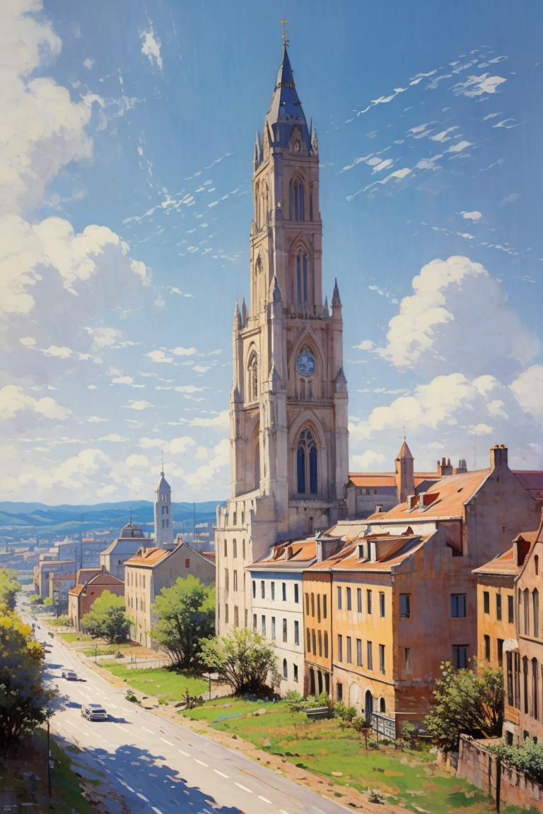 386934-793536575-city,european architecture,outdoor,sunny day,road,white clouds,distant view,depth of field,_lora_Oil painting stick_202307101331.png